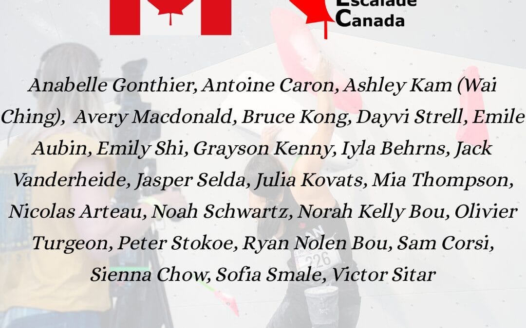 Climbing Escalade Canada annonce l’Équipe Canada pour les Championnats du monde jeunesse d’escalade 2026